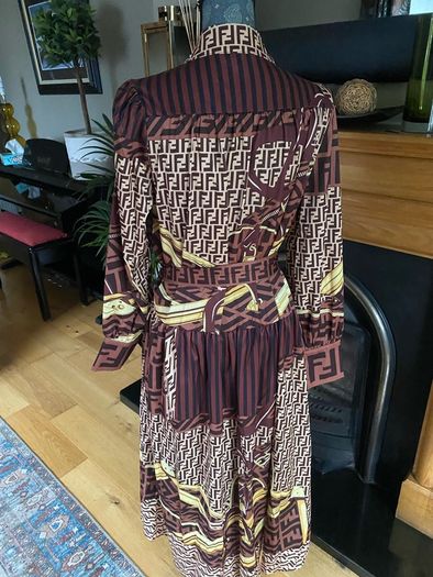 Beautiful Fendi inspired design pleated shirt dress