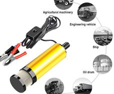 New 38mm Electric Car Oil Pump 12V For Pumping Diesel Oil Water Fuel Transfer Pump 12L/min Submersible Aluminum Alloy Shell