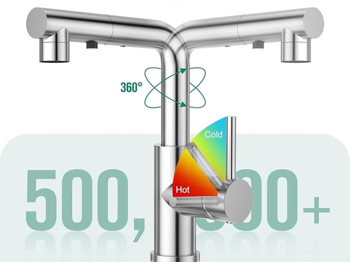 3 Function Sprayer Pull Out Mixer Tap - 360 Swivel Single Handle Tap for Bathroom or Kitchen - Chrome