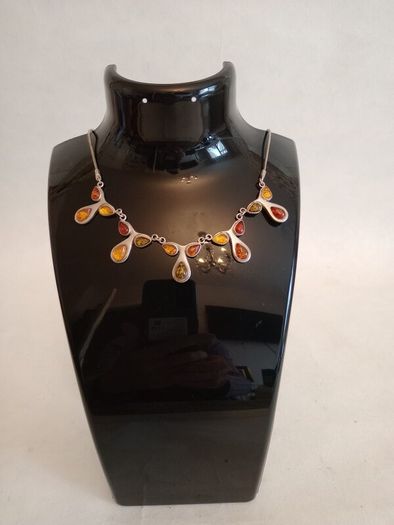 Vintage Sterling Silver and Amber Necklace