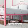 Double Canopy Bed Frame with Vintage Headboard & Footboard, Pink 135x190cm Double Canopy Bed Frame, 4ft6 Heavy Duty Metal Bed, Heart Scroll Headboard & Footboard, Steel Slats for Bedrooms Image 3
