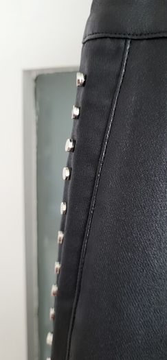 BANNED APPAREL Alternative Black Waxed Jeggings with Silver Studded Seams - Sz L (Fit 14-16UK) - Bnwt Rrp 89