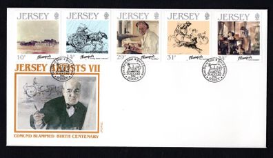 1986 Jersey The 100th Anniversary of the Birth of Edmond Blampieds Commemorative Stamps First Day Cover (FDC)