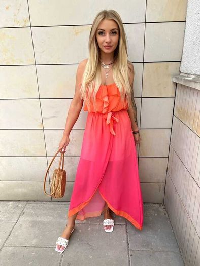 Asymmetrical ombre maxi dress