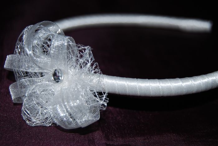 Handmade white satin hairband