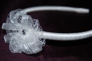 Handmade white satin hairband