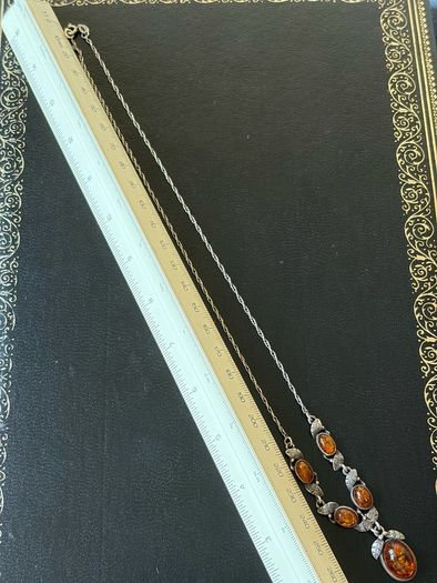 silver amber necklace