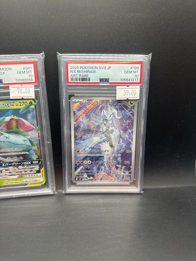 Celebi & Venusaur Gx 001/095 Psa 10 | N's Reshiram 109/100 Psa 10 Pokemon Cards
