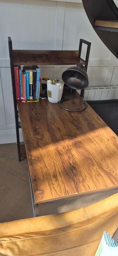 Rustic Brown Computer Desk with 3 Shelves