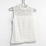 Pre Owned White Floral Lace High-Neck Shell Top Image 3