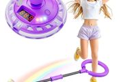 Ankle Skip Ball for Kids with Counter, Timer, Cal Calculator, Girl Birthday Gifts for Age 5 6 7 8 9 10+, Rechargeable Foldable Sports Toy Skip it Toy for Kids Xmas Present