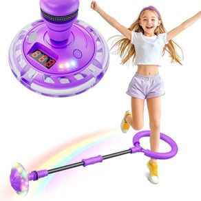 Ankle Skip Ball for Kids with Counter, Timer, Cal Calculator, Girl Birthday Gifts for Age 5 6 7 8 9 10+, Rechargeable Foldable Sports Toy Skip it Toy for Kids Xmas Present