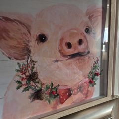 Framed cute pig decorative picture