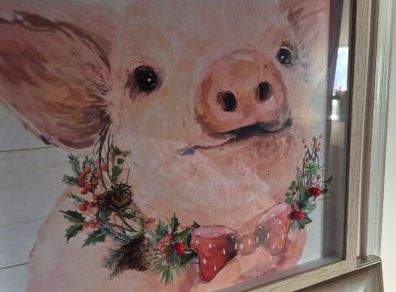 Framed cute pig decorative picture