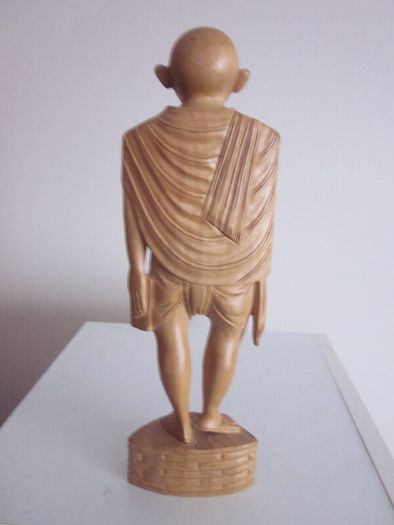 Hand Carved Wooden Mahatma Gandhi Figurine Statue