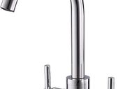 Kitchen Mixer Tap Dual Lever Monobloc Swivel Spout Chrome Sink Taps Brass with UK Standard Fittings
