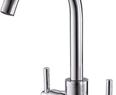 Kitchen Mixer Tap Dual Lever Monobloc Swivel Spout Chrome Sink Taps Brass with UK Standard Fittings