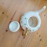 Vintage Belleek Ireland Shamrock Teapot, Woven Porcelain Image 4