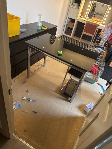FREE Black glass and aluminium desk