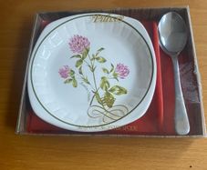 Vintage Royal Worcester Palissy dish with a spoon in original box