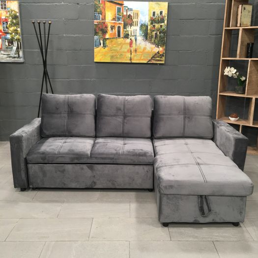 grey velvet sofa with Storage Free delivery