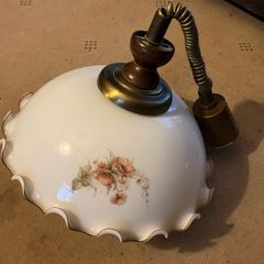 Pendant Lamp with FloralMotif Shade 1970s