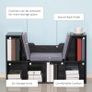6 Cube Bookcase with Cushioned Seat, Cube Storage Shelf, Bookshelf Organizer for Study, Reading Corner, Black Image 2