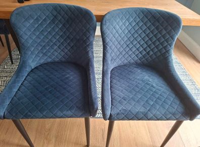 2x navy velvet dining chairs