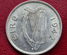 Ireland 1942 Excellent Silver Half Crown Coin