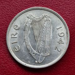 Ireland 1942 Excellent Silver Half Crown Coin