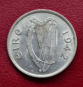 Ireland 1942 Excellent Silver Half Crown Coin