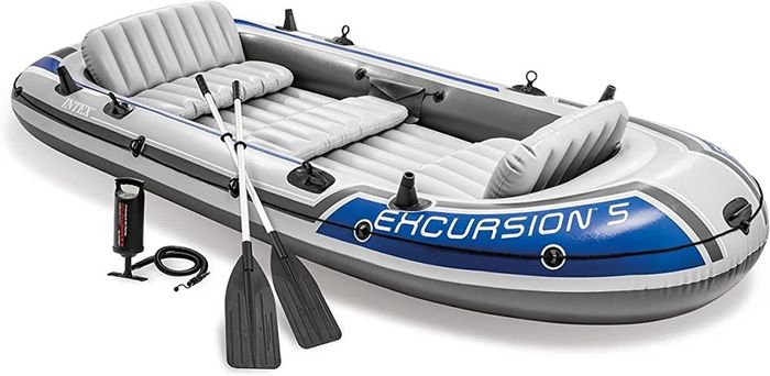 5 Man Excursion Inflatable Boat Set with Aluminium Oars and Pump