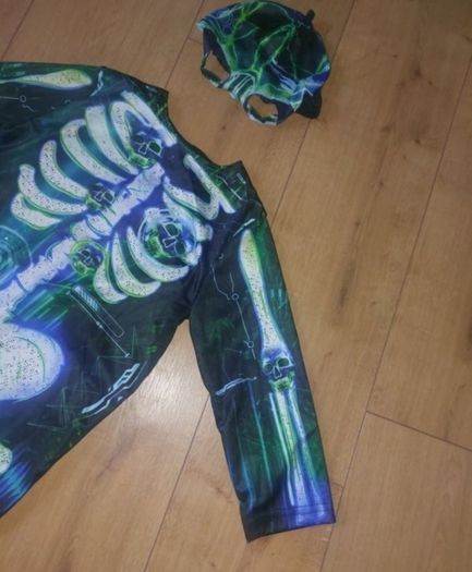 Brand New x2 Piece Skeleton Costume - Mask & Overall - Size - 5-6 Years