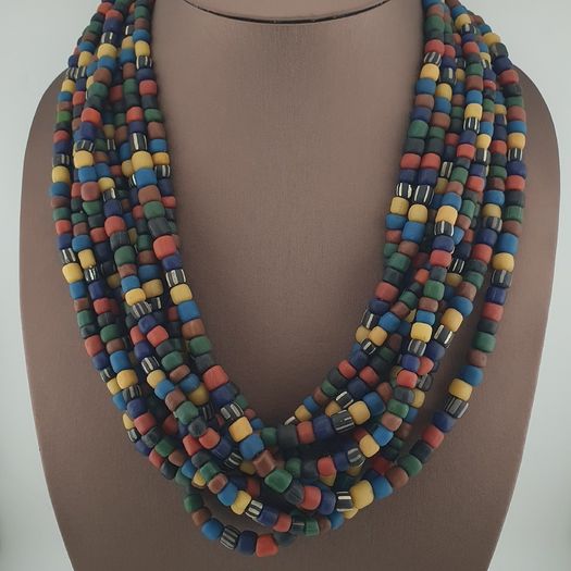 Antique African Style MultiColor Mix 7-8.5mm Glass Beads Necklace Strands