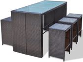 13-Piece Poly Rattan Bar Set Table and 6 Bar Stools Garden Furniture Brown / Black