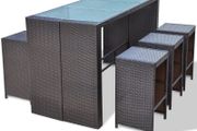 13-Piece Poly Rattan Bar Set Table and 6 Bar Stools Garden Furniture Brown / Black