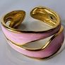 Double Layer Geometric Pink & Gold Open Ring Image 4