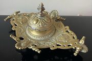 Vintage brass inkwell