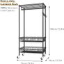 Clothes Rails with Wheels, Heavy Duty Clothing Rail Garment Rack Coat Rails Racks on Wheels, Stand Garment Coat Rack with Hanging Rods, Adjustable Storage Baskets and Hooks Image 2