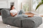 Big Bean Bag Lounger Chairs Large Beanbag Chair for Adults Bean Bag Sofa with Memory Foam Filled for Living Room, Bedroom or Balcony (Stripe Grey)
