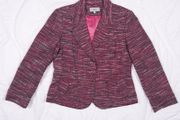 Marks &amp; Spencer Pink Red Textured Tweed Button-Up Tailored Slim Fit Blazer 10UK/38EU
