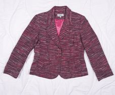 Marks & Spencer Pink Red Textured Tweed Button-Up Tailored Slim Fit Blazer 10UK/38EU