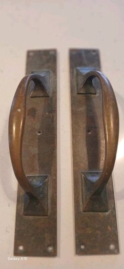 Pair Vintage Solid Brass 12" Pull Door Handles