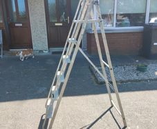 6-Step Heavy Duty Aluminium Folding Ladder with Safety Rail  Tool Tray