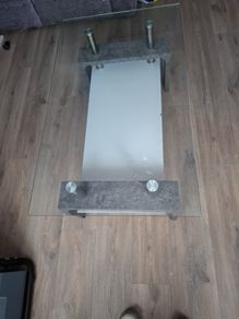 coffee table grey  glass top and shelf very good condition