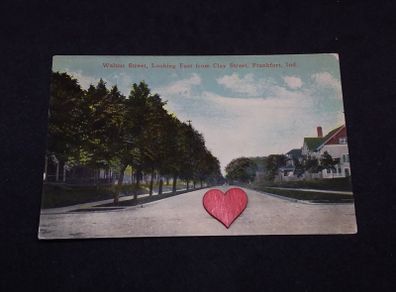 Walnut Street , Looking East From Clay Street , Frankfurt , Indiana , USA - 1916 Postcard
