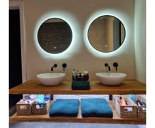 Oak Live Edge Vanity Shelves