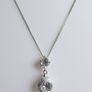 Vintage 925 Sterling Silver necklace with teardrop and round stone pendant Image 5