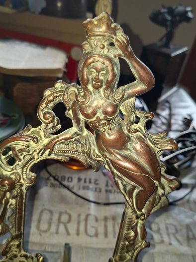 Beautiful Pair of Antique Art Nouveau Beatrice. Bronzed Photo Frames Cherub. a stunning lady lies on the top of the frame with beautiful scrollwork descending down the frame to a winged Cupid or Angel