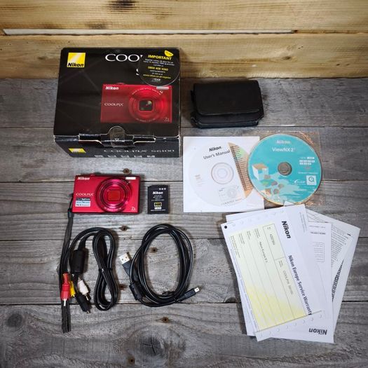 nikon coolpix s6100 digital camera 16MP boxed metallic red
